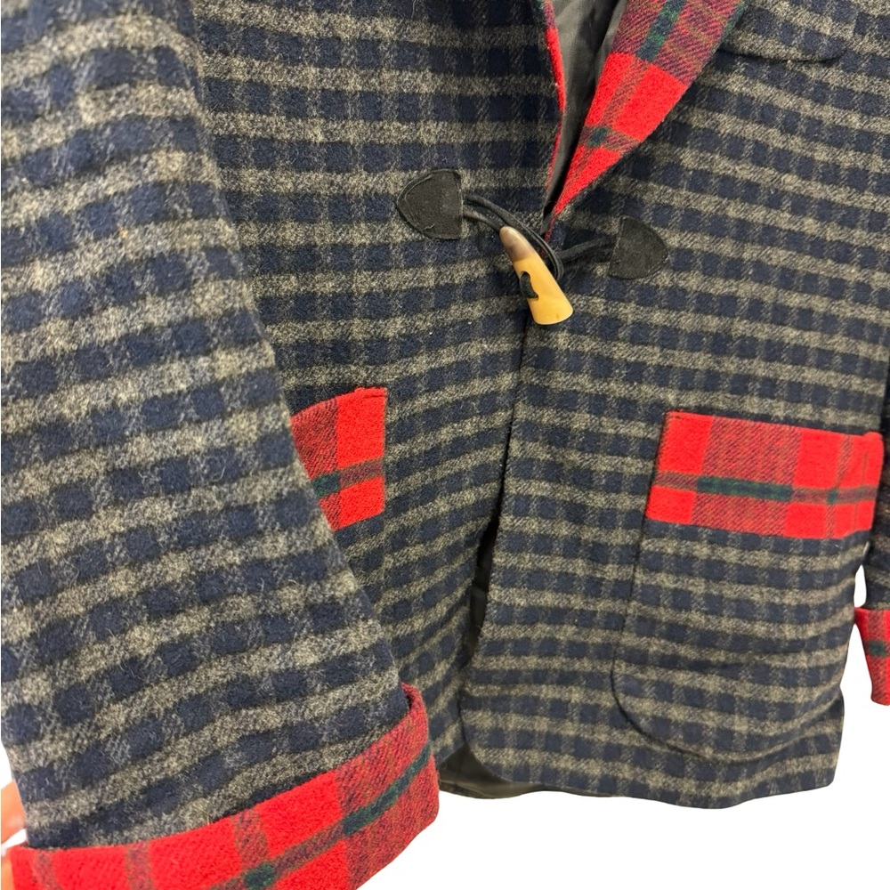 ✨🧶 Lauren Ralph Lauren Wool Plaid Trim Jacket L 🪵 Cozy Cabin Grannycore ✨ - Picture 4 of 13